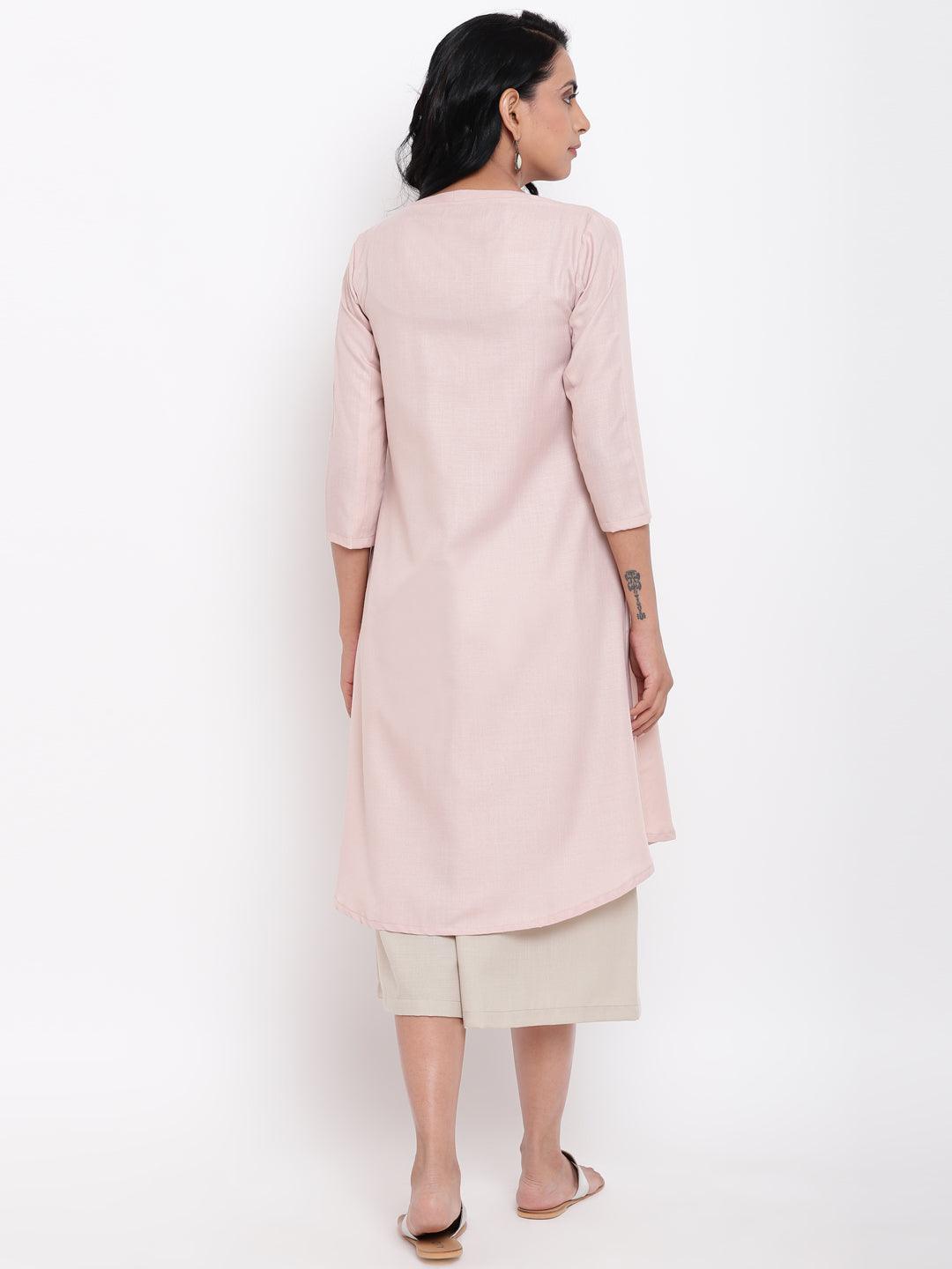 trueBrowns Linen Cotton Rose Kurta Pant Set