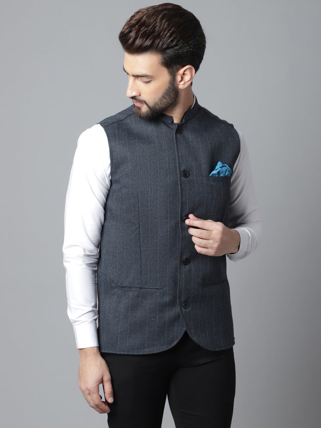 Even Apparels Men's Beige Nehru Jacket With Welt Pockets