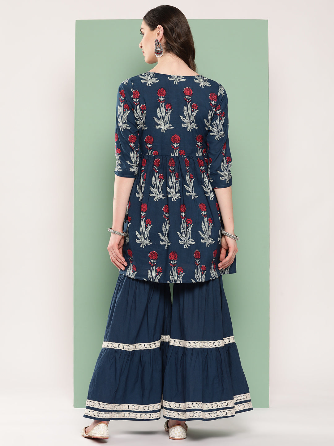 InWeave Women's Indigo Boota Sharara Set