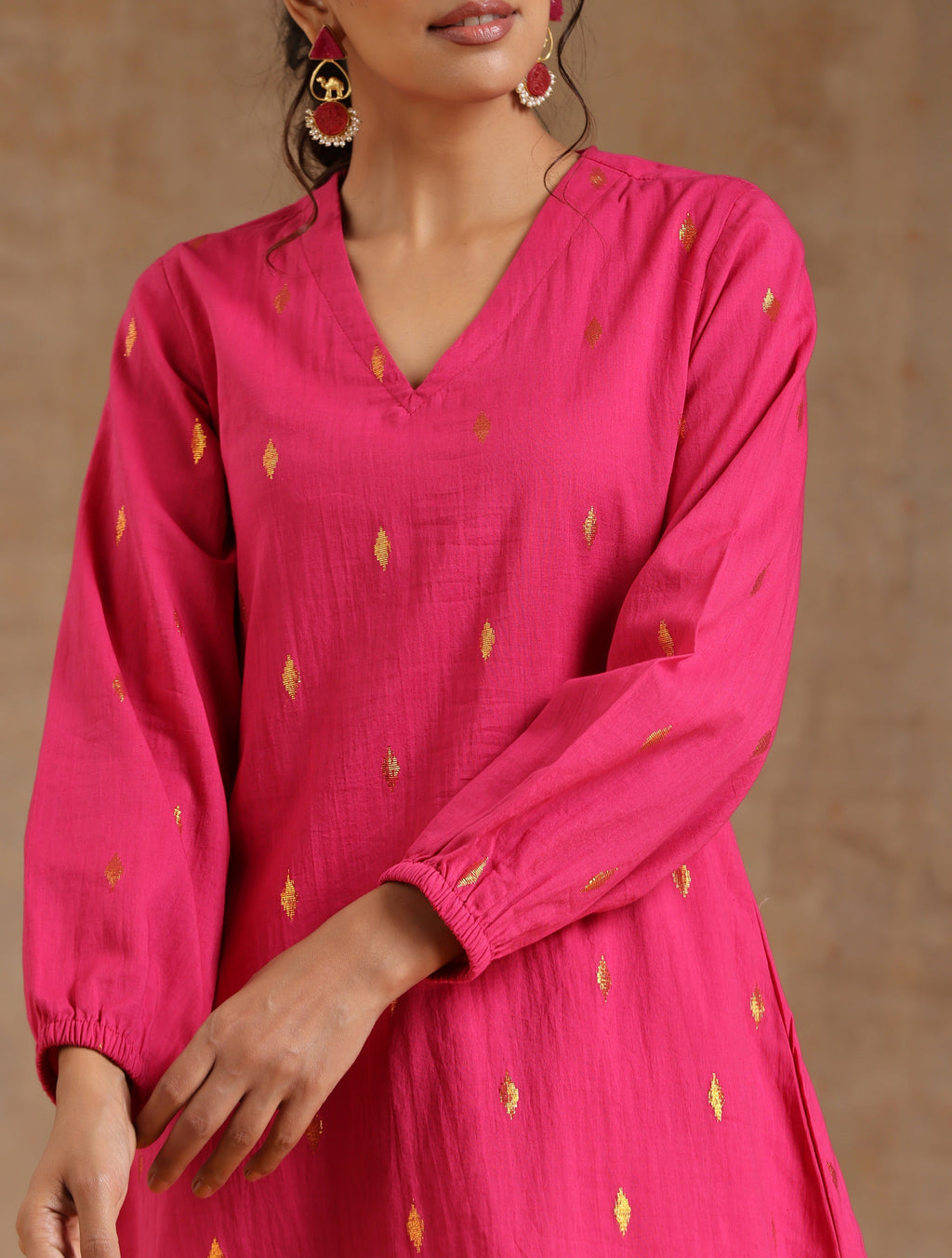 trueBrowns Pink Gold Cotton Short Co-Ord Set