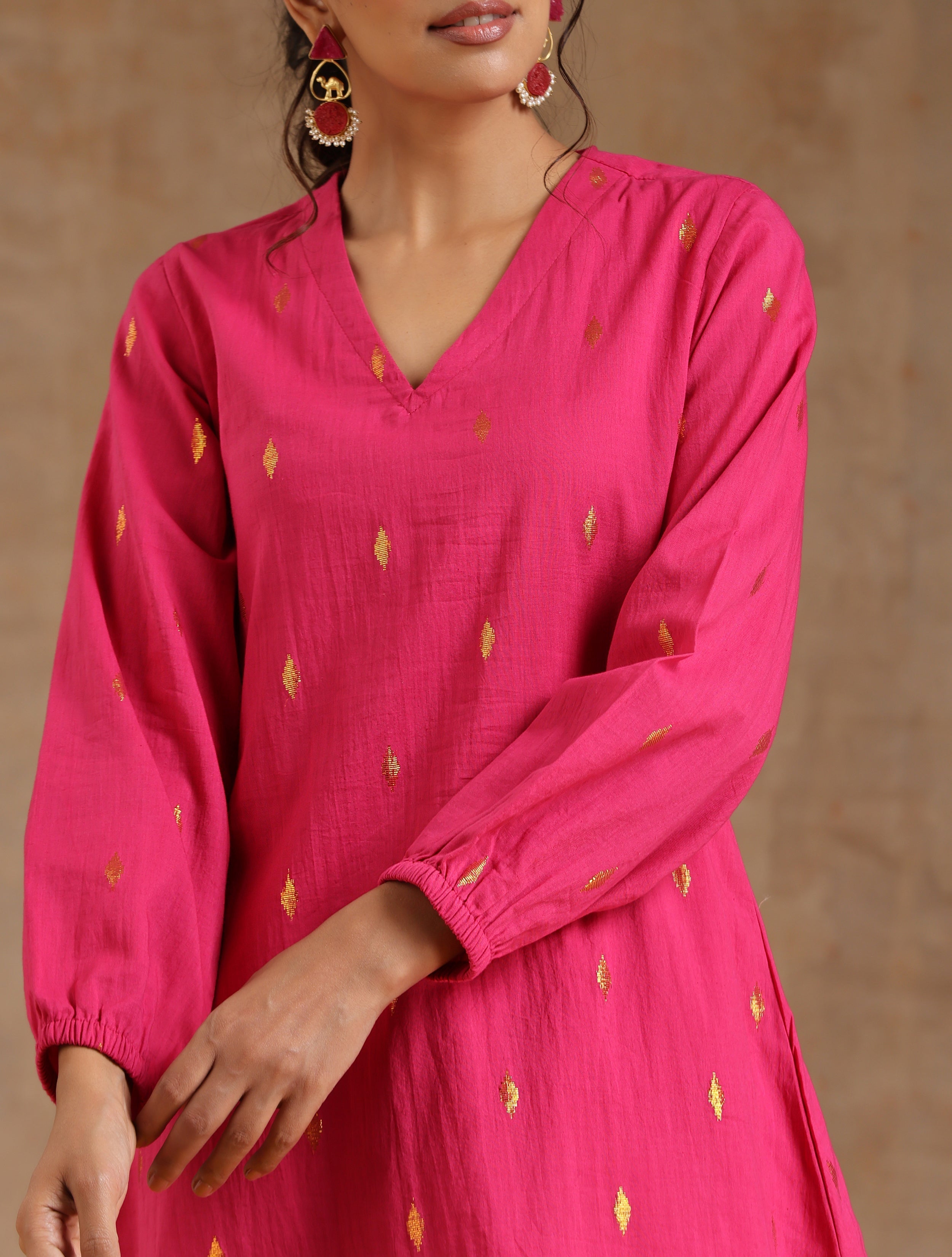 trueBrowns Pink Gold Cotton Short Co-Ord Set
