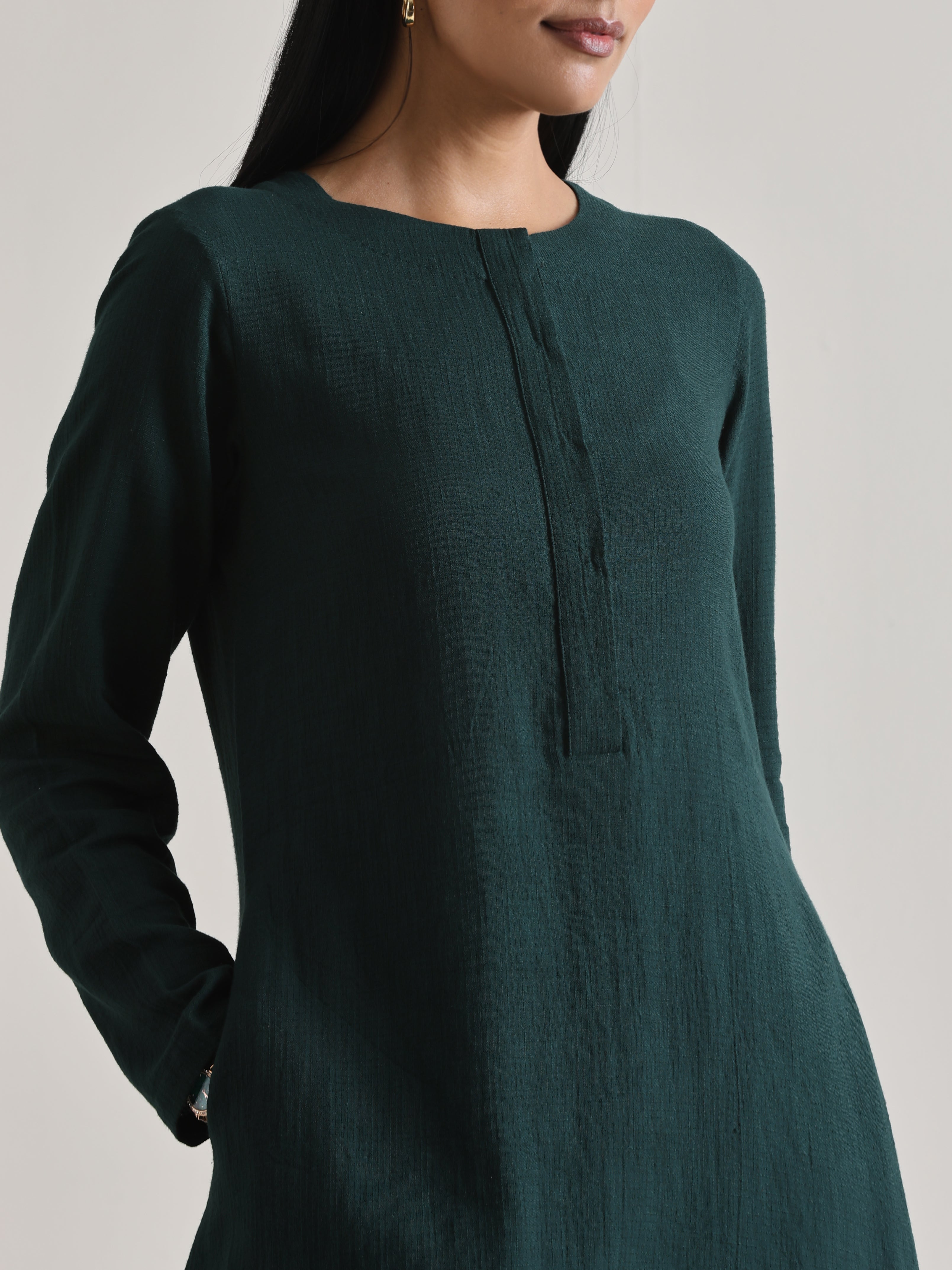 trueBrowns Dark Green Front Placket Co-Ord Set