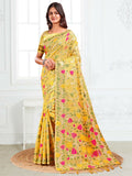Shree Shyam Fashion Linen Cotton Yellow Saree