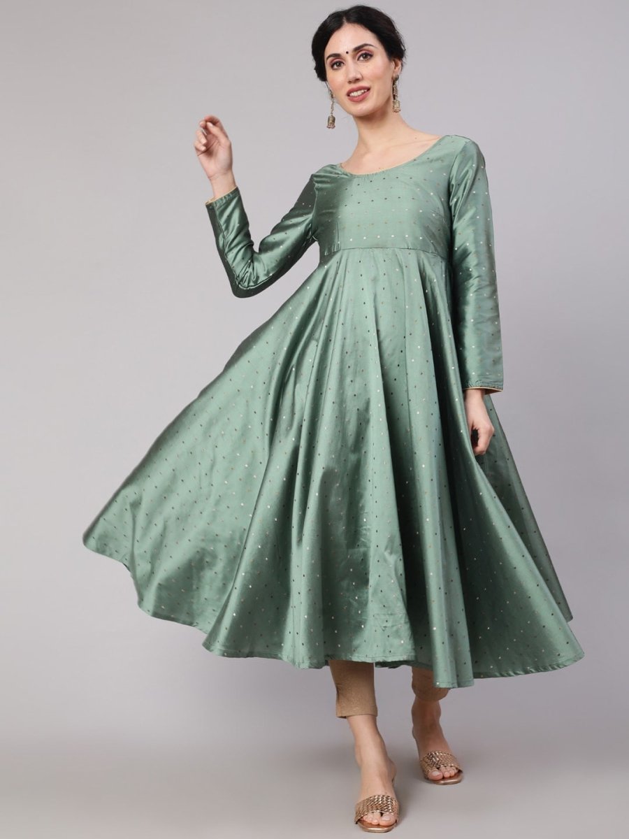 Aks Woven Design Silk Anarkali Kurta