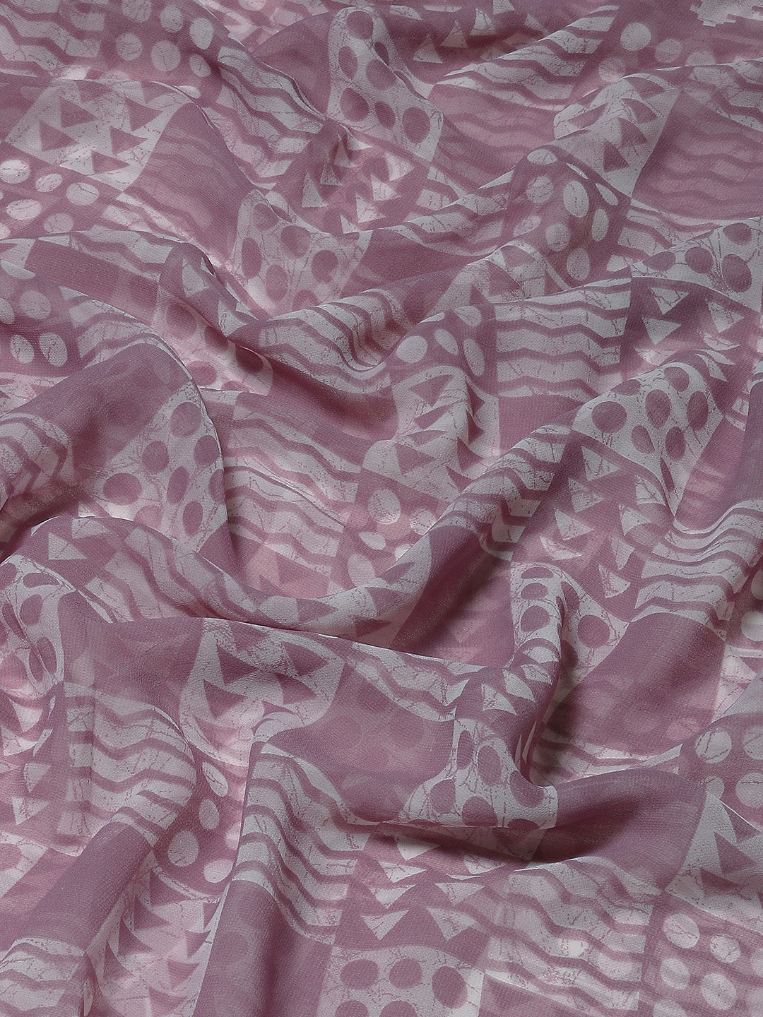 Tikhi Imli Mauve Batik Saree With Chikankari Lace