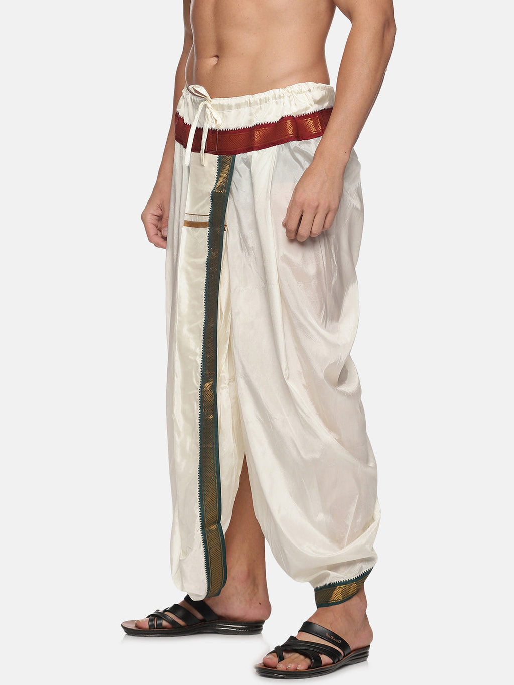 Sethukrishna Men Cream Solid Dhoti Pant