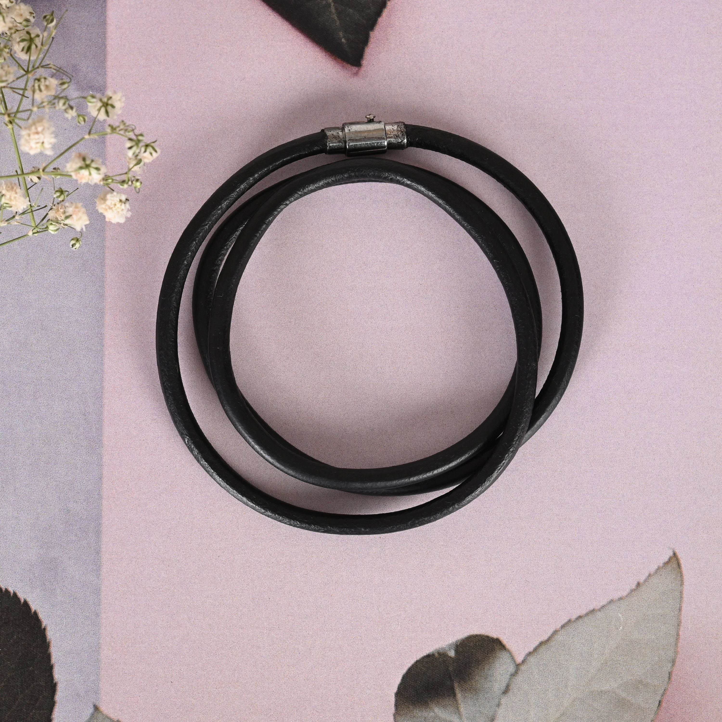 NVR Men Black Wraparound Bracelet