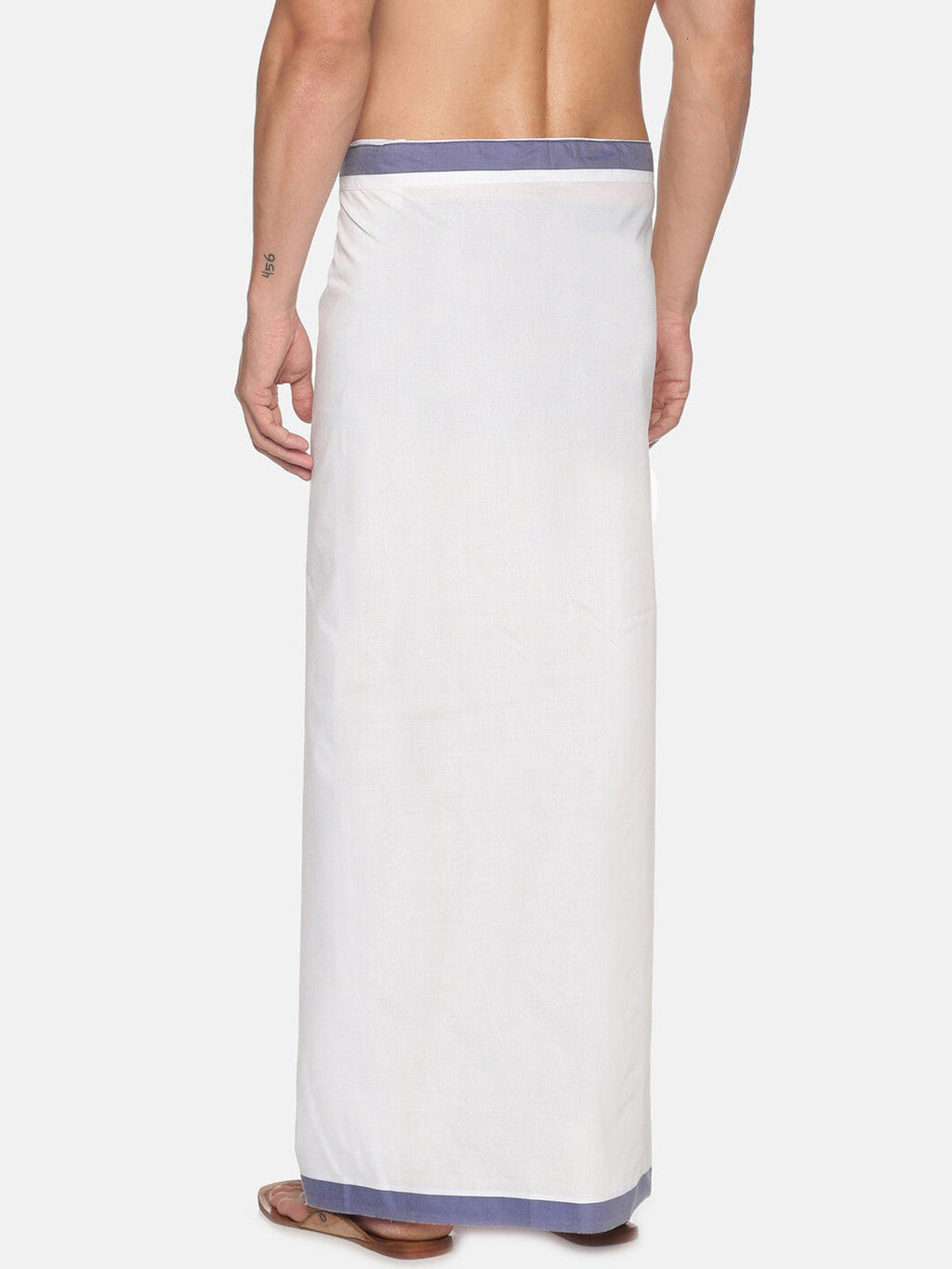 Sethukrishna Men White Solid Cotton Dhoti