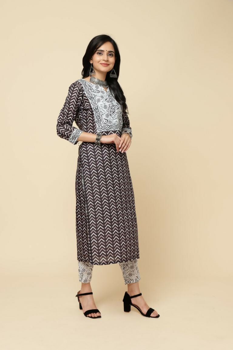 Designer Stylish Pink Cotton Blend Stitched Suit With Dupatta - Tanisha