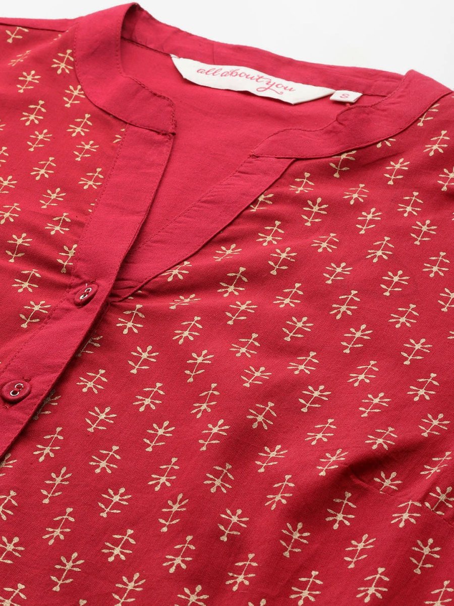 All About You Women Motifs Yoke Design A-Line Kurta with Trousers