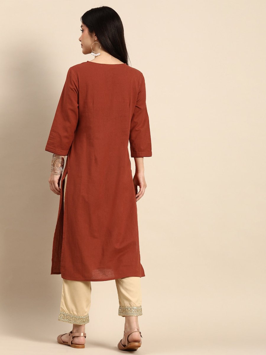 All About You Women Ethnic Motifs Embroidered Thread Work Kurta