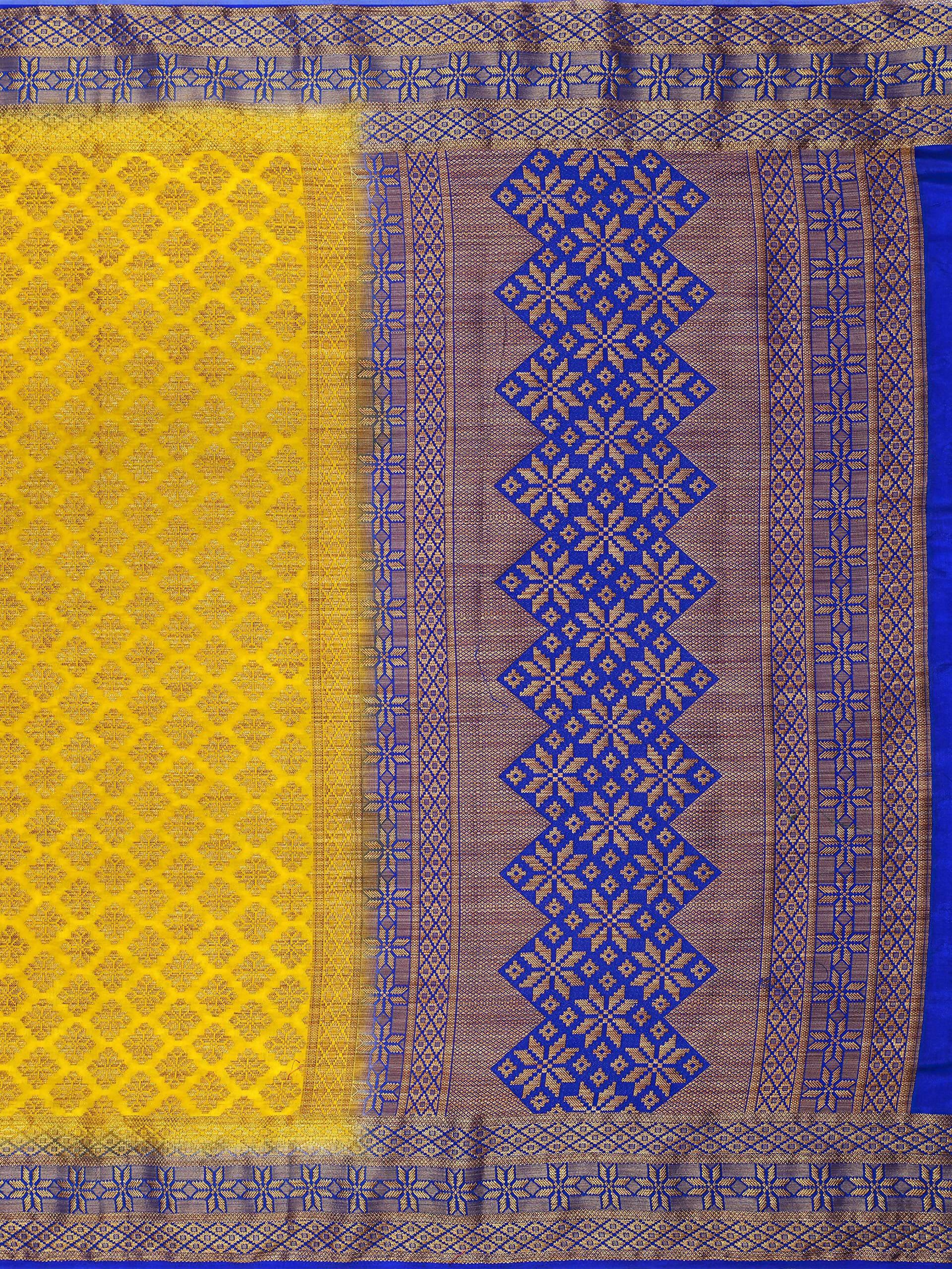Mimosa Women's Mustard Yellow Patola Art Silk Saree