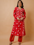 HOUSE OF KARI Ethnic Motifs Chikankari Silk Kurta