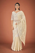 Vamsee White Organza Saree