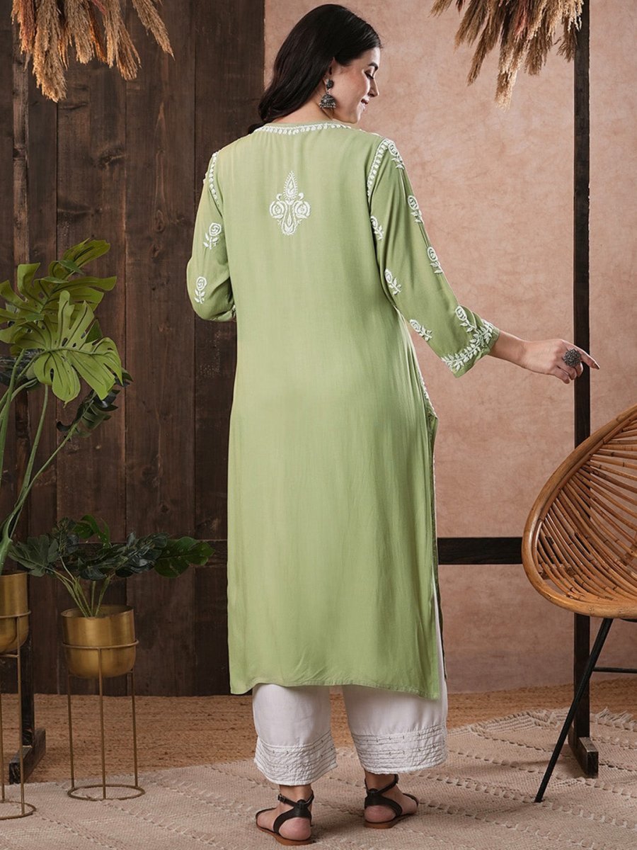ADA Women Ethnic Motifs Embroidered Flared Sleeves Kurta