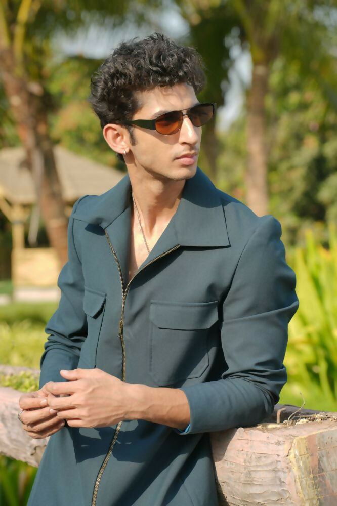 Strukt Deep Teal Shacket by Hilo Design