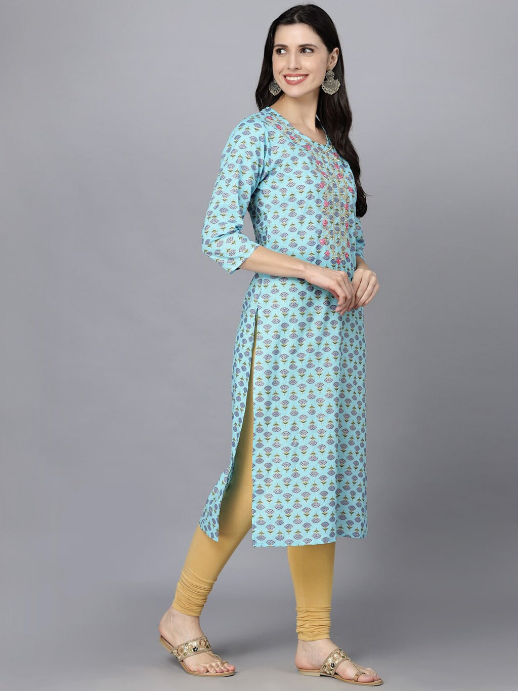 HERE&NOW Women Ethnic Motifs Printed Flared Sleeves Kurta