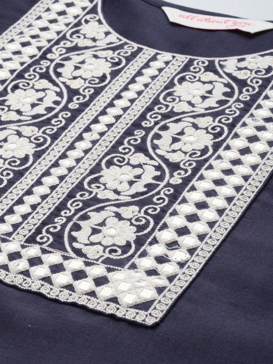 All About You Women Ethnic Motifs Embroidered Kurta With Trousers & With Dupatta