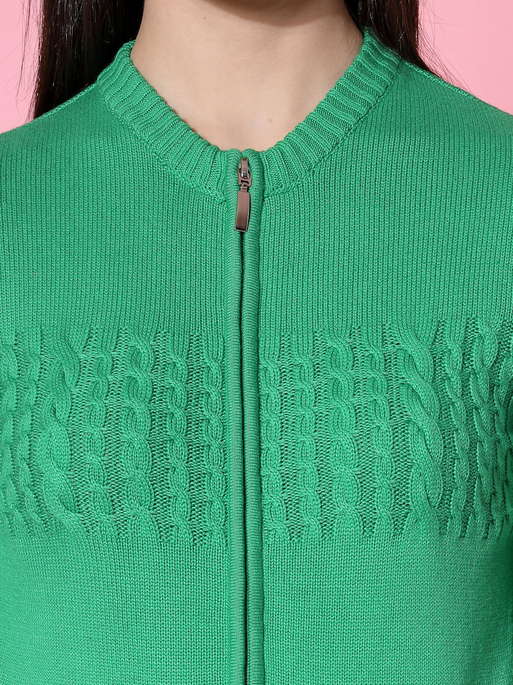 Women Winter Green Cotton Cardigan - Wool Trees