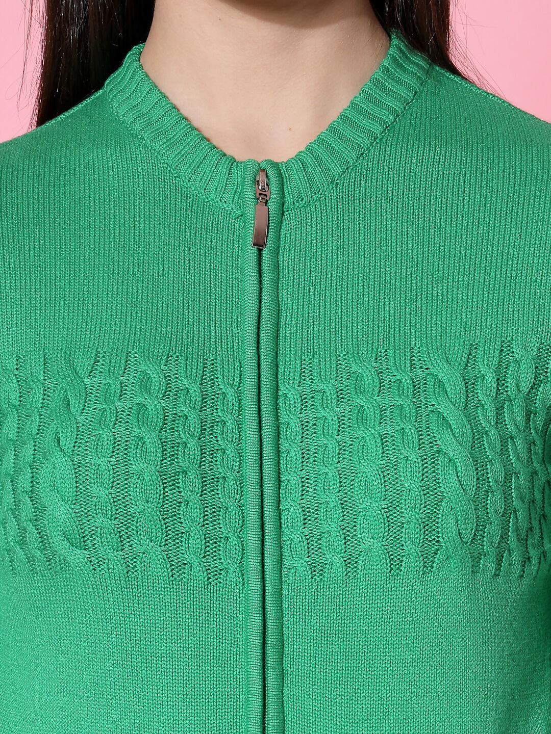 Women Winter Green Cotton Cardigan - Wool Trees