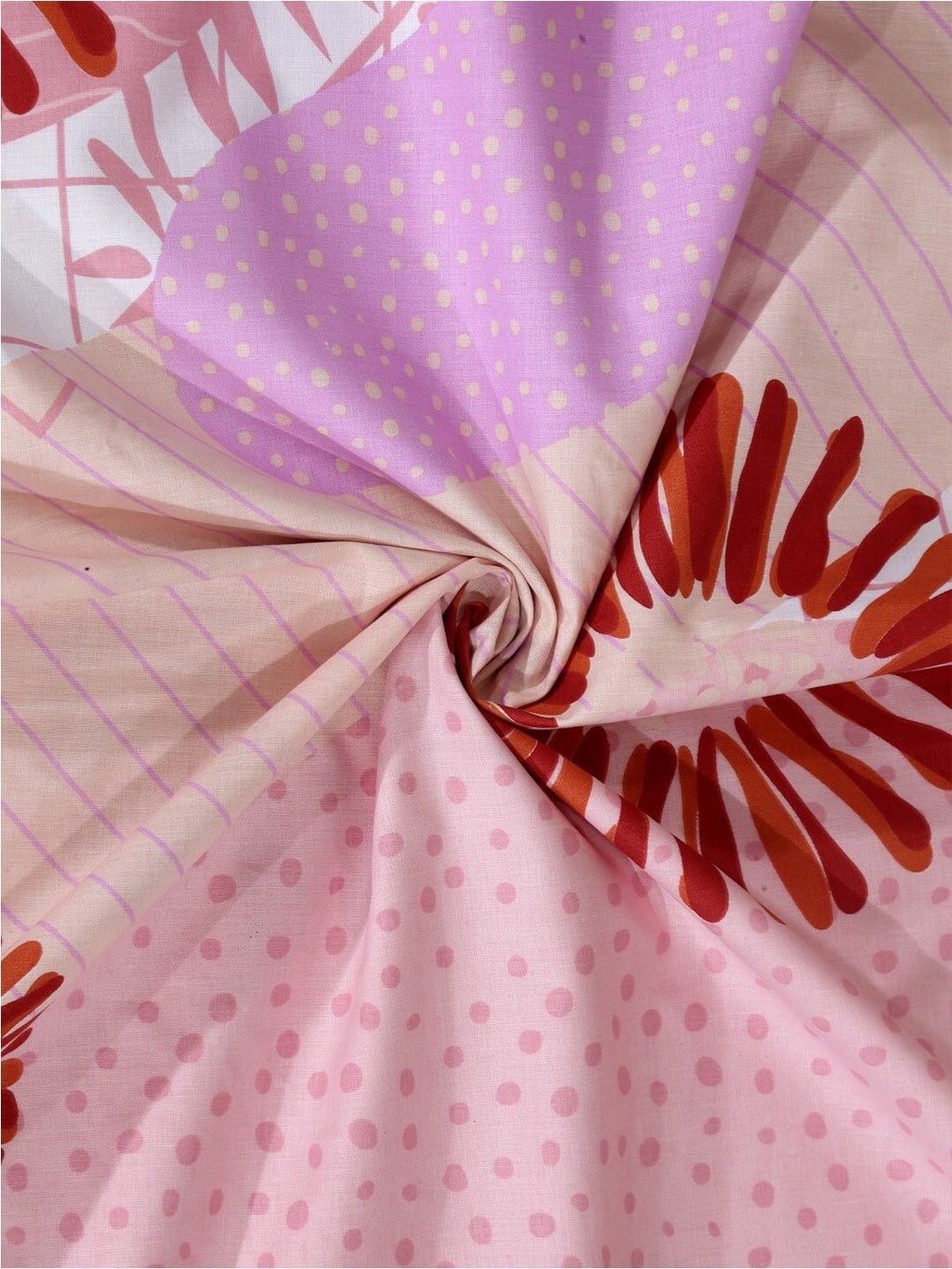 BOMBAY DYEING Serenita Pink Printed Cotton 144 TC King Bedsheet with 2 Pillow Covers