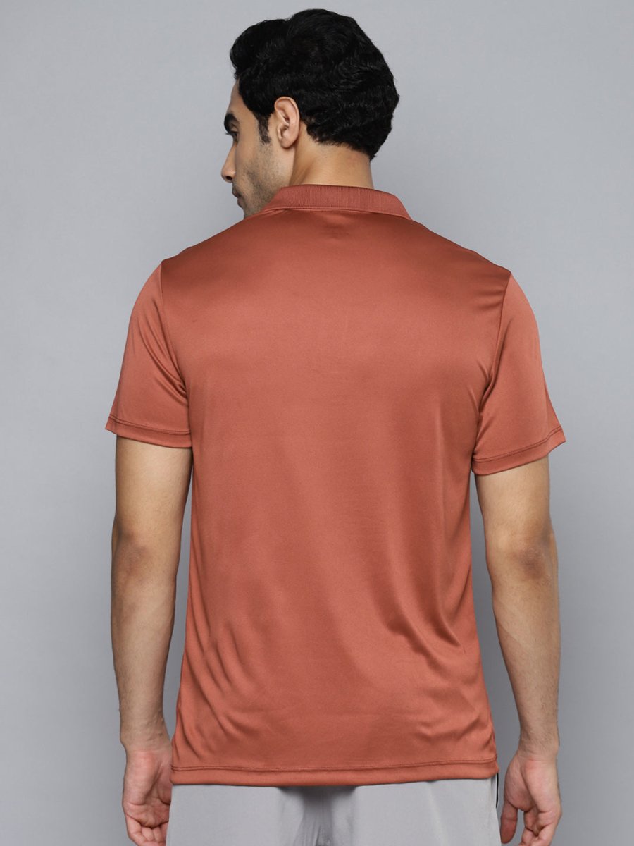 Alcis Men Rust Printed Polo Collar Slim Fit T-shirt