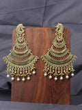 Anikas Creation Gold-Toned & White Peacock Shaped Chandbalis Earrings