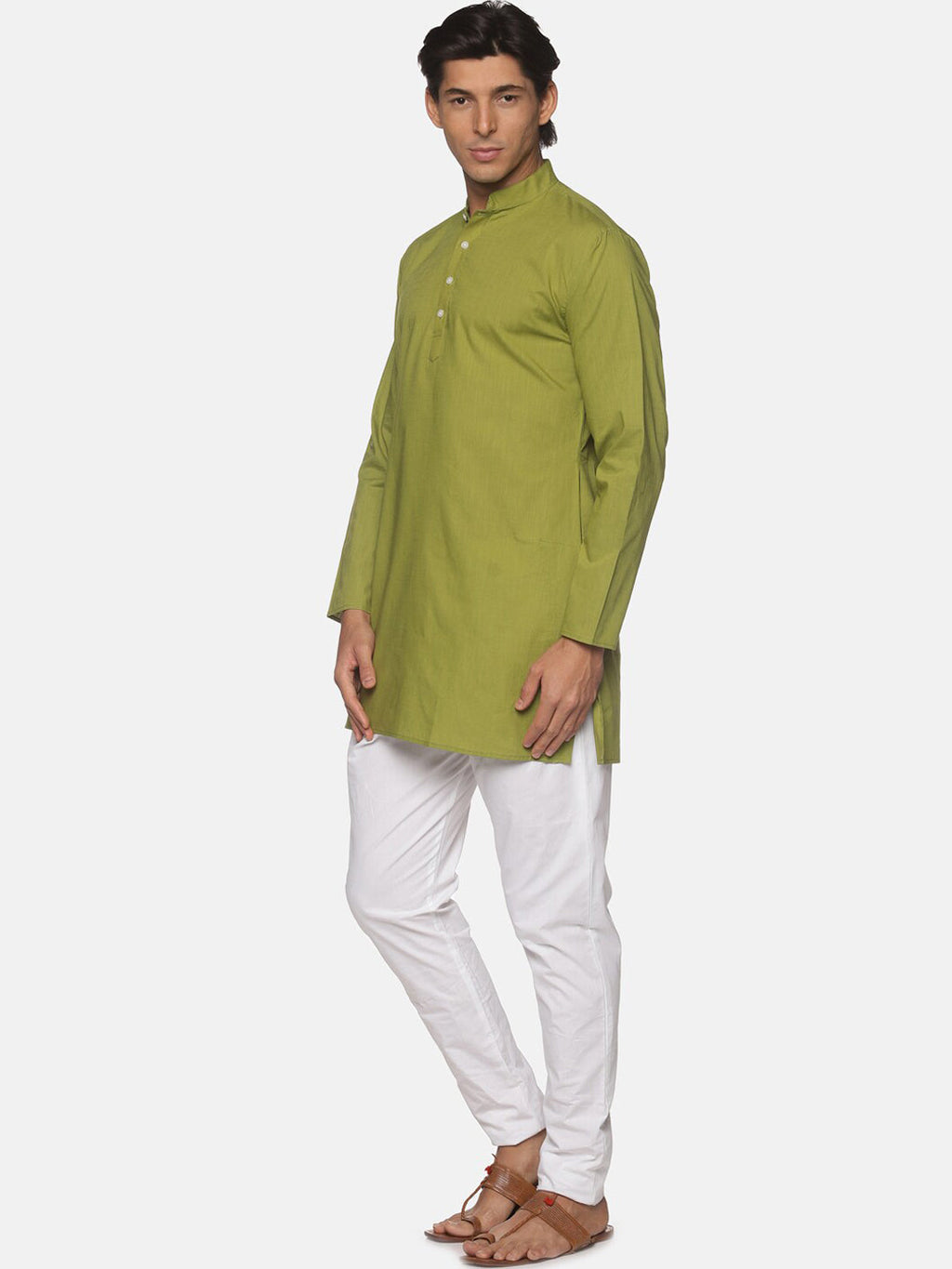 Sethukrishna Men Green Pure Cotton Kurta with Pyjamas
