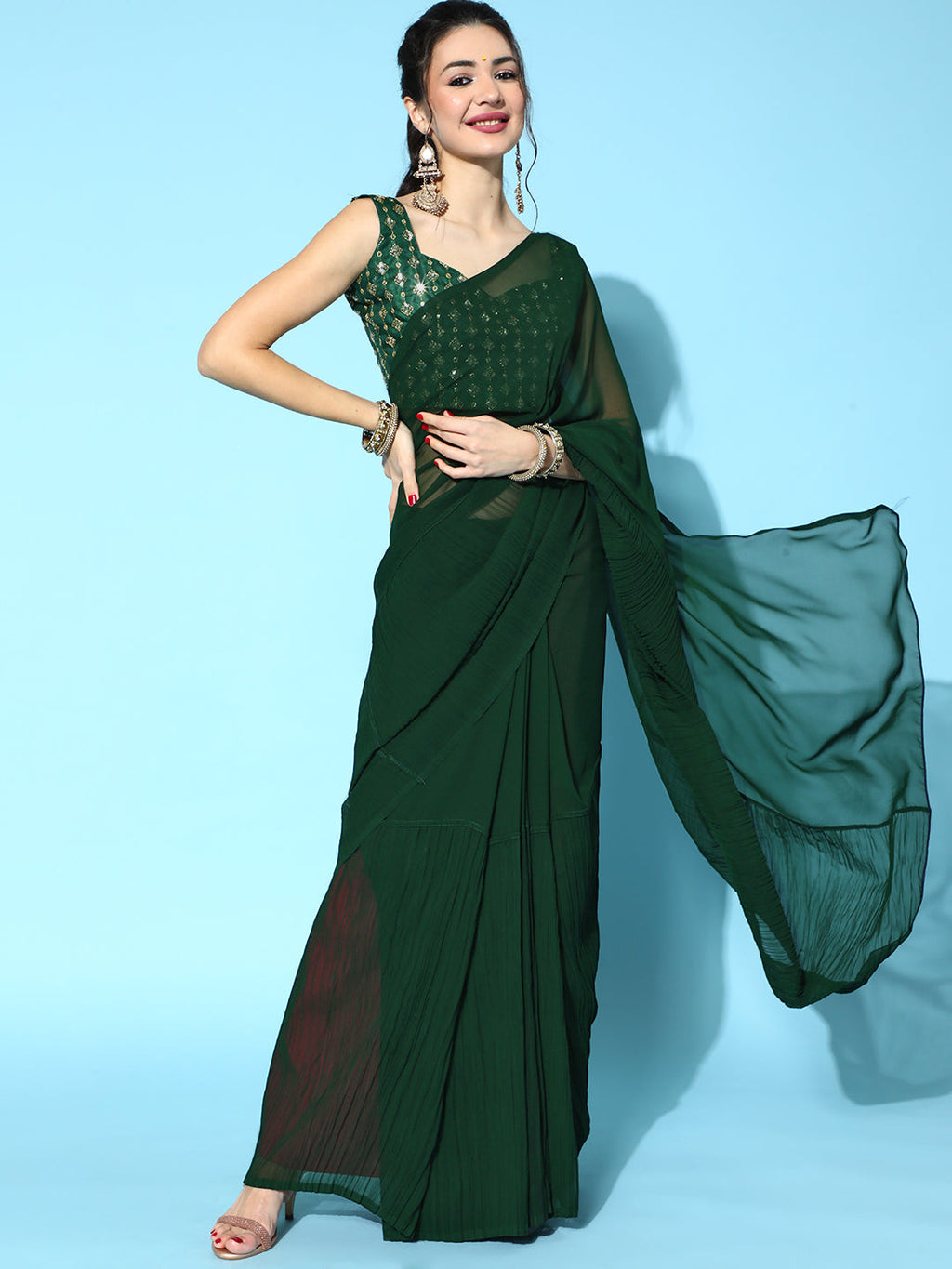Saree Mall Green Saree