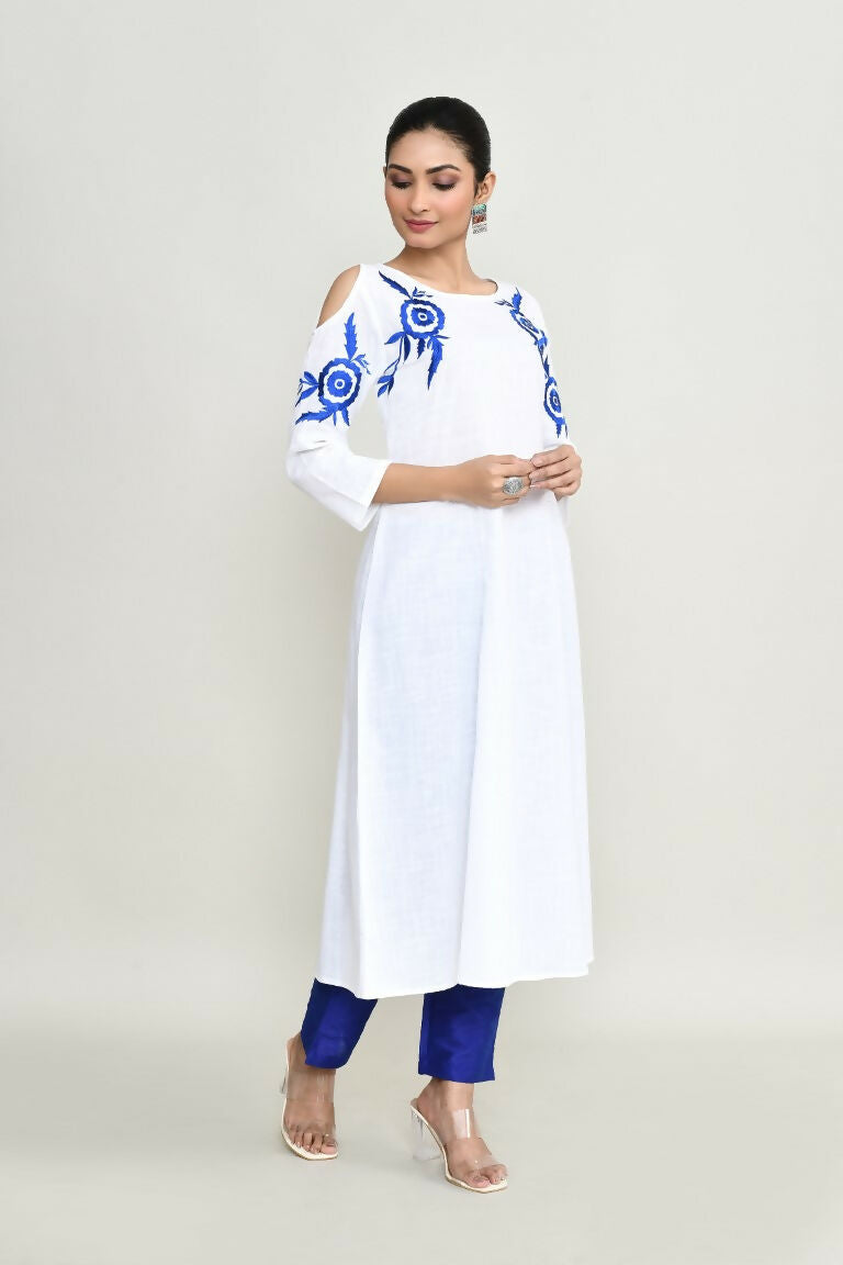 Joban Fashion White Rayon Kurta Set