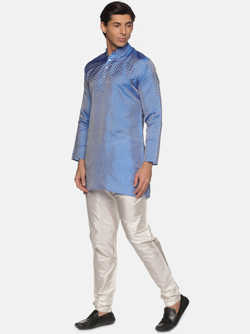 Sethukrishna Men Blue Printed Kurta with Pyjamas