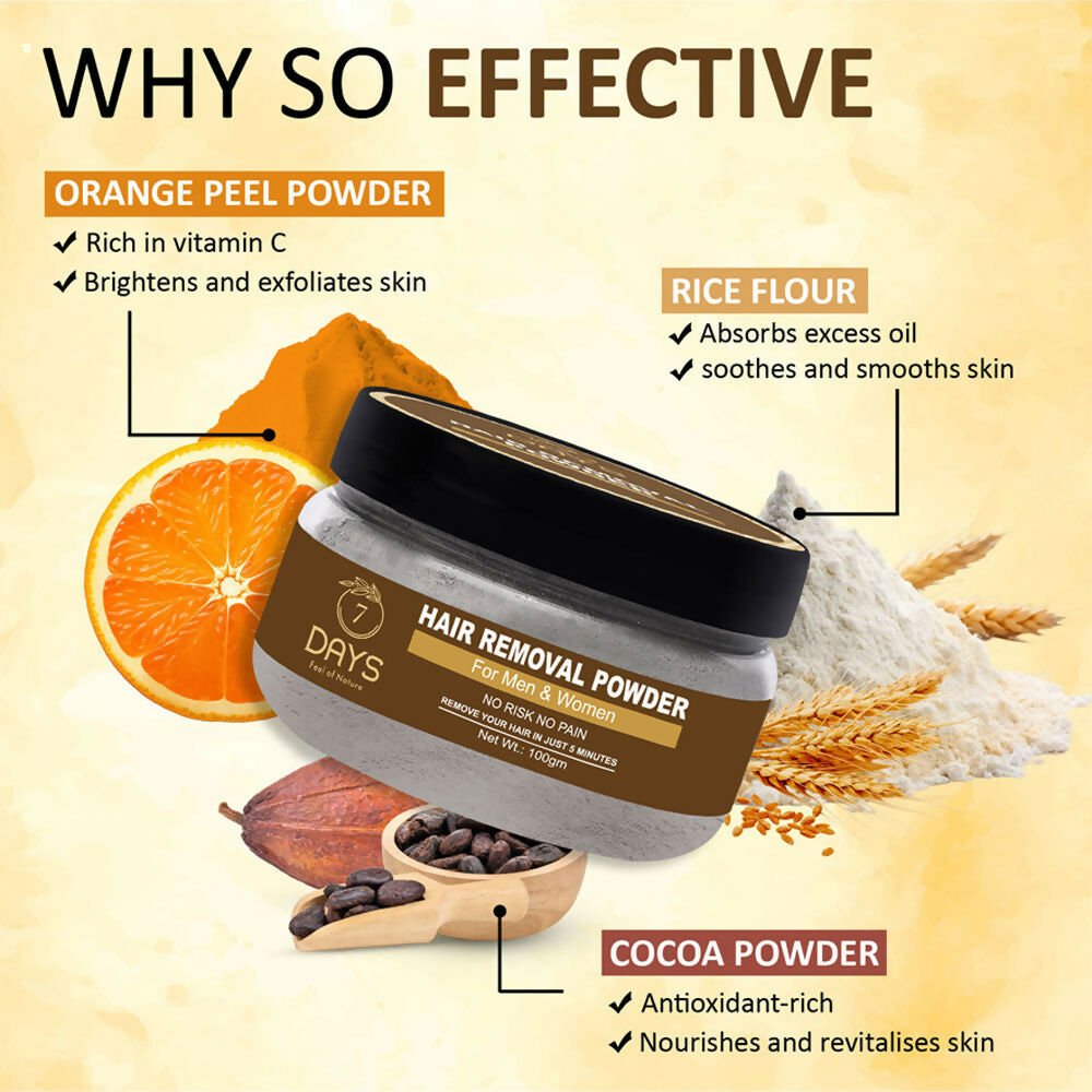 7 Days Pure Hair Removal Powder Three in one Use For Powder D-Tan Skin, Removing Hair Cream