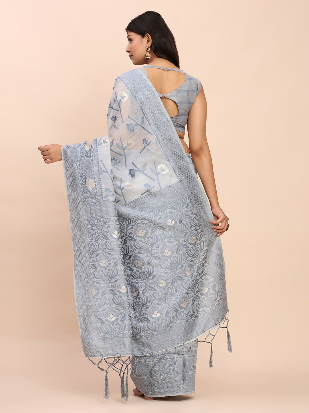 Shree Shyam Fashion Linen Cotton Grey Saree