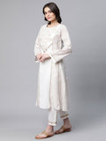 Ahalyaa Women Off White Colour Pure Cotton Printed Kurta Pant Set