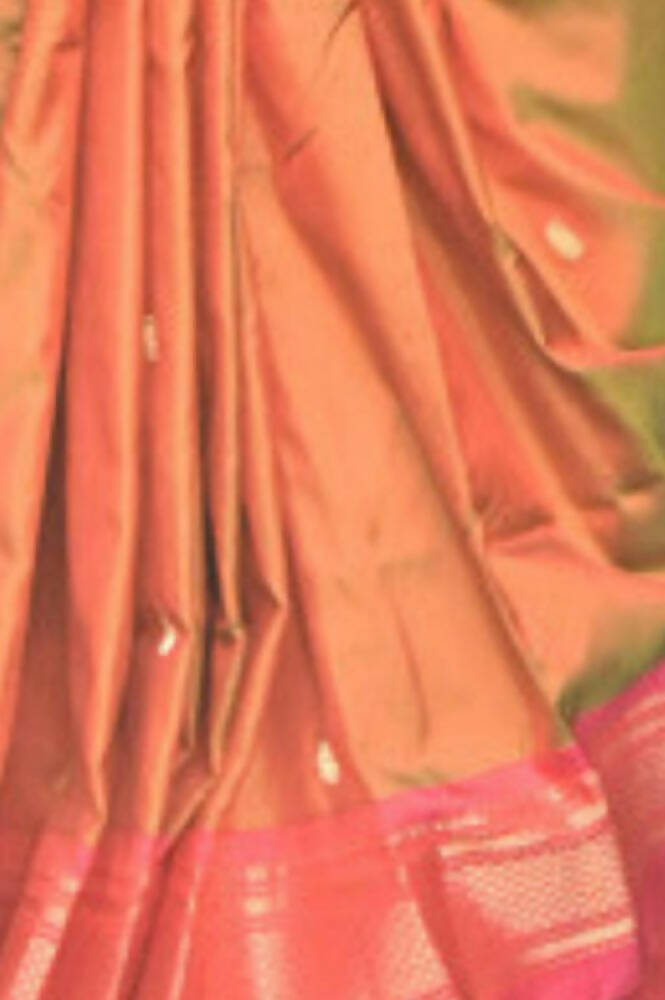 Very Much Indian Handloom Yeola Pure Silk Paithani - Dual Tone Green Pink