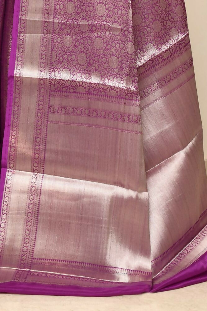 Joban Fashion Lavender Saree Georget Solver Brocket