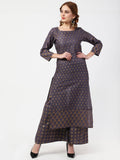 Cheera Printed Gray Kurta Palazzo Set (CH103KP)