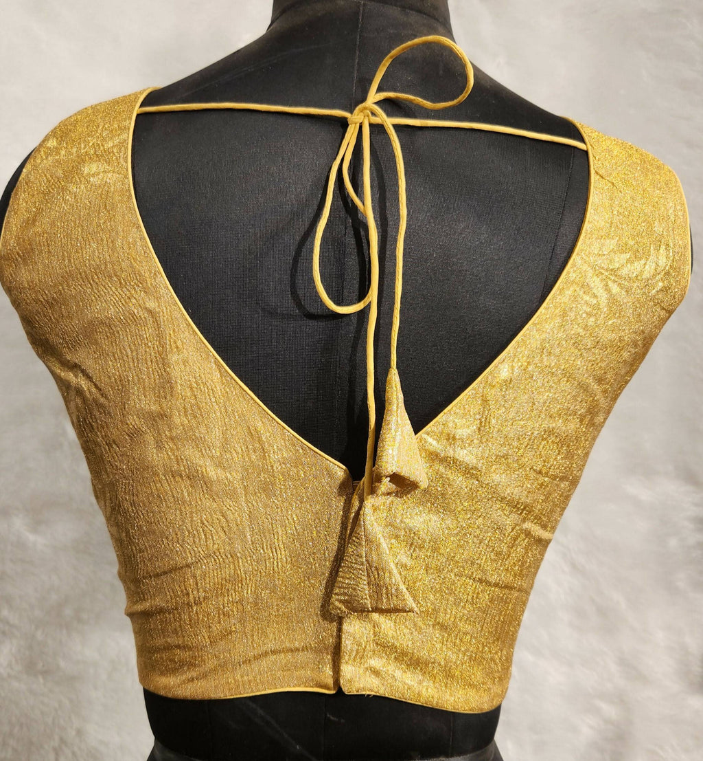 Kia Fashions Gold Crush Tissue Self Design Readymade Blouse