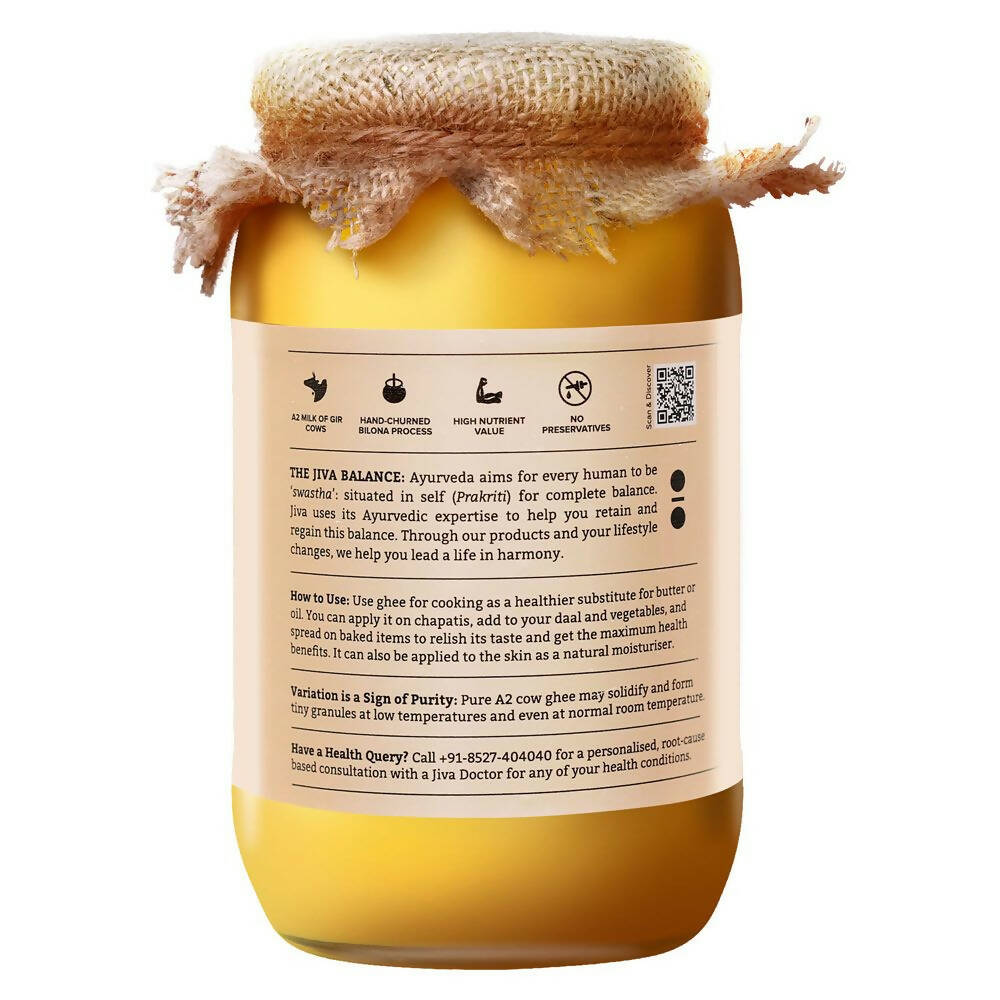 Jiva Ayurveda A2 Gir Cow Ghee | 100% Gir Cow Ghee | Vedic Bilona Method Ghee