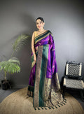 Joban Fashion Purple Banarasi Soft Silk Woven Saree