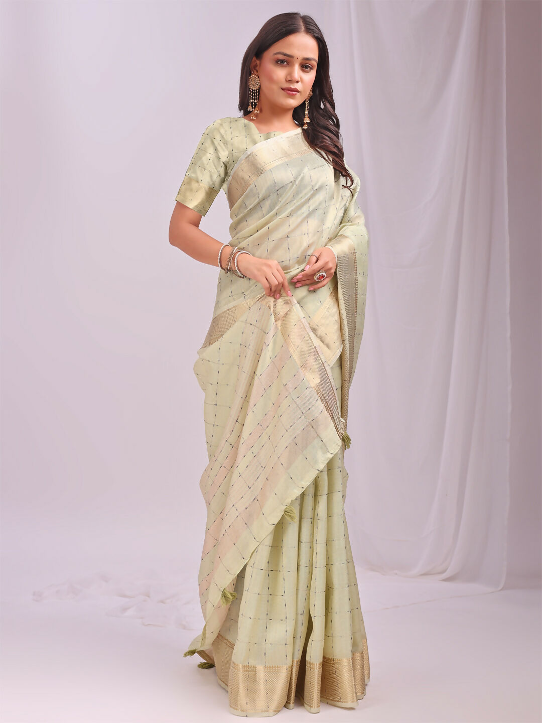 Shree Shyam Fashion Organza Light Green Saree
