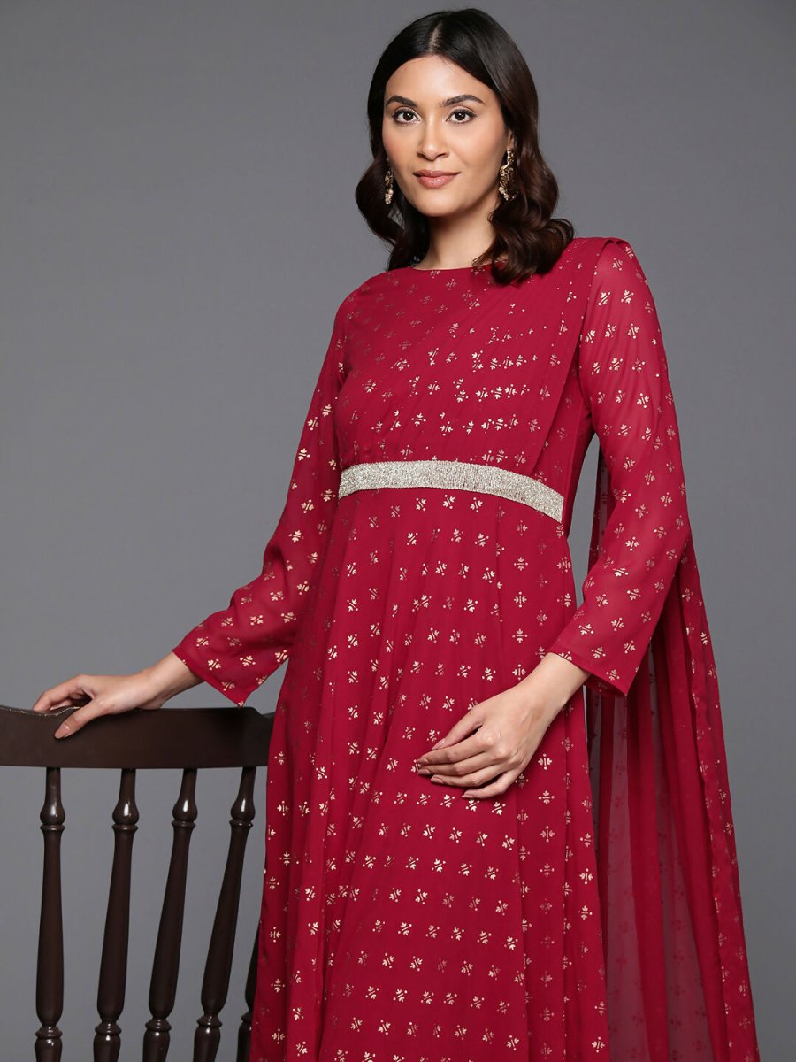 Ahalyaa Women's Traditional wear Ethnic Dress - Maroon