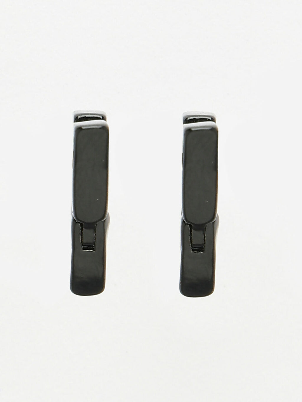 NVR Men's Black Rhodium-Plated Geometric Shape Stainless Steel Studs Earring