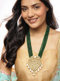 Gold-Toned Green Brass Gold-Polished Necklace - Ruby Raang