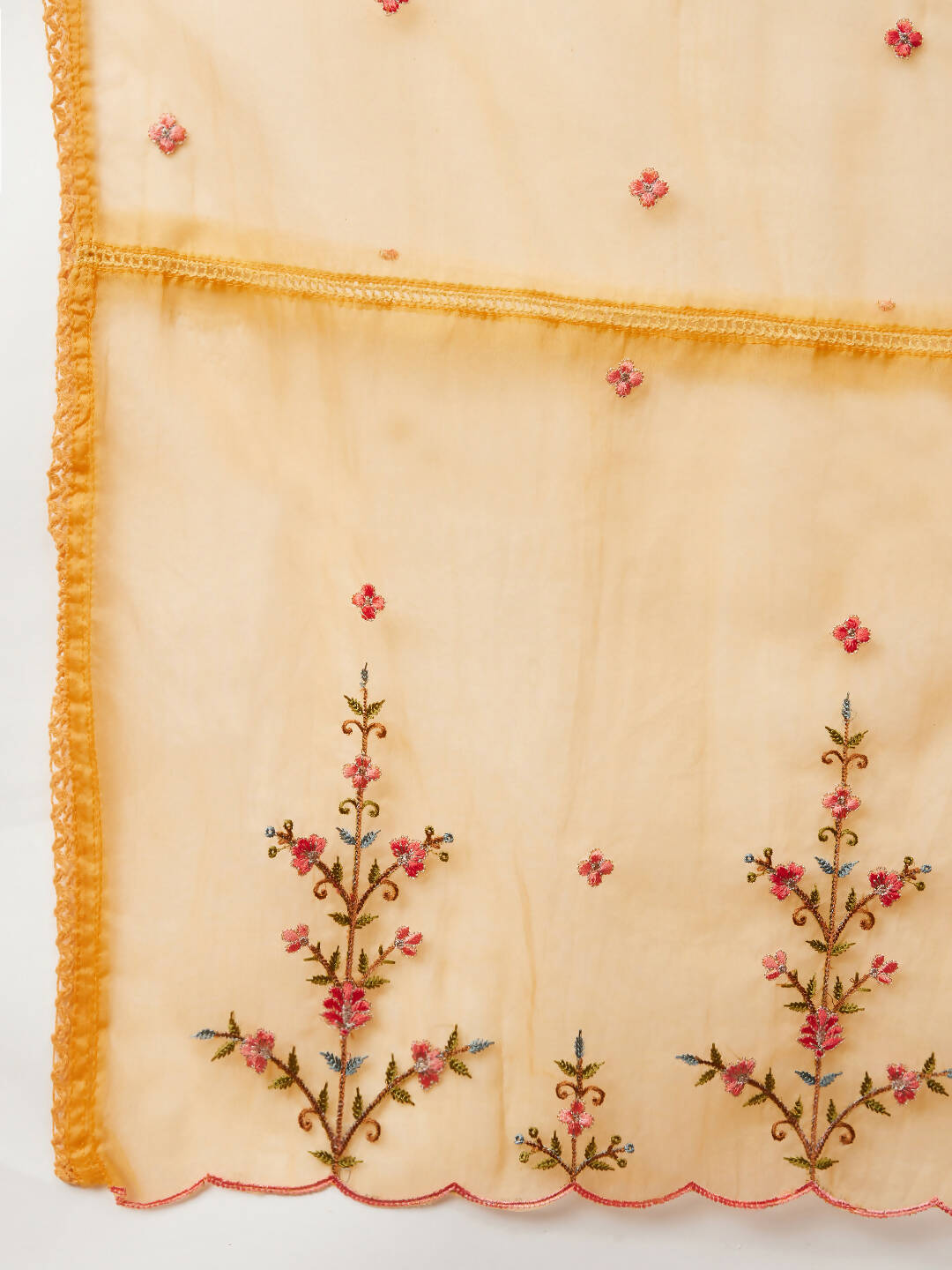 Yellow Organza Embroidered Kurta with Bottom & Dupatta - Salimar