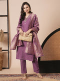 Mouve PV Chanderi Embroidery Work Kurta Set - Riya