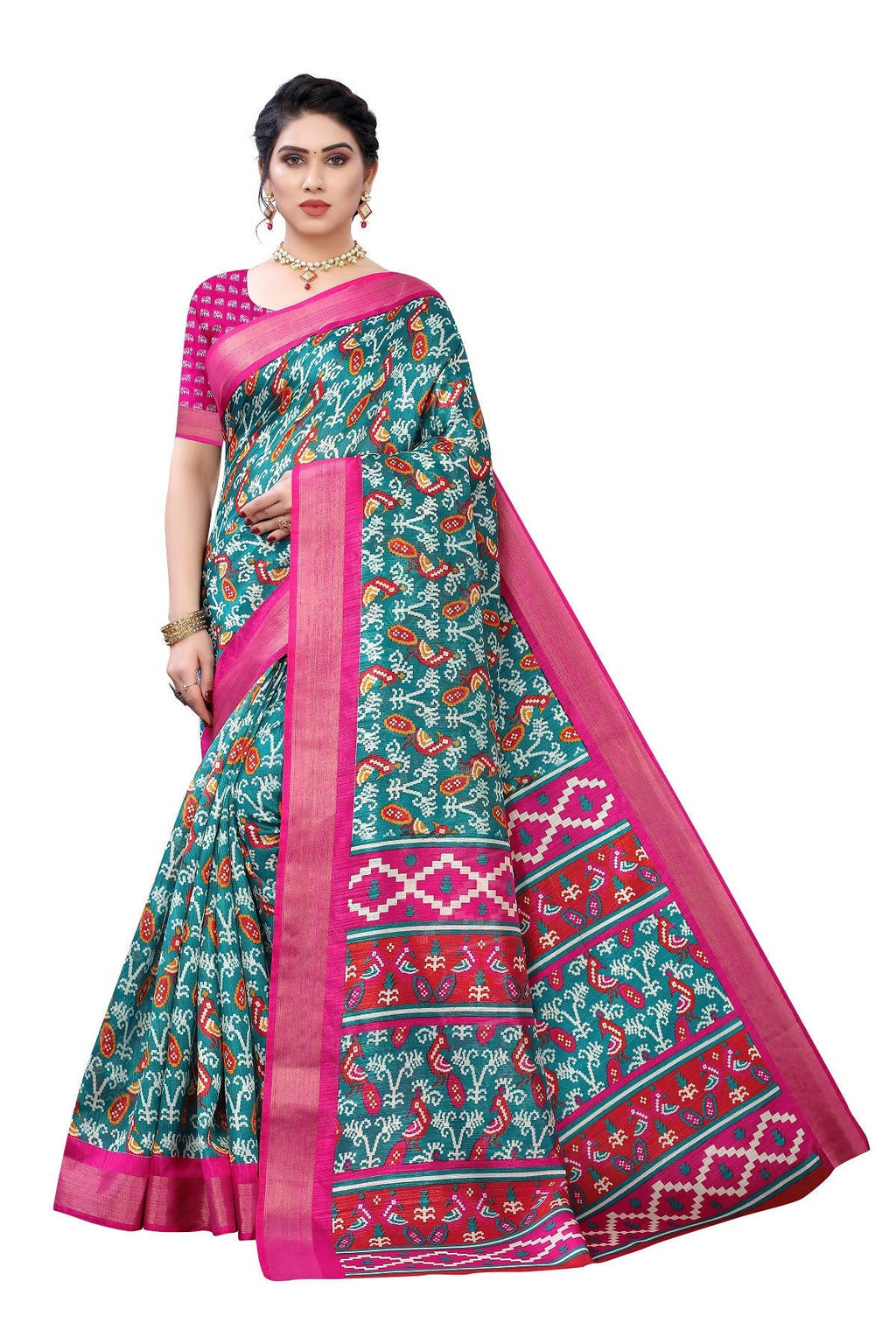 Vamika Rama Green Linen Jari Border Saree (JANKI RAMA)