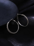 NVR Women Silver Toned Beaded Circular Earrings