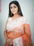 Vamsee Sambhuti Red Organza Saree