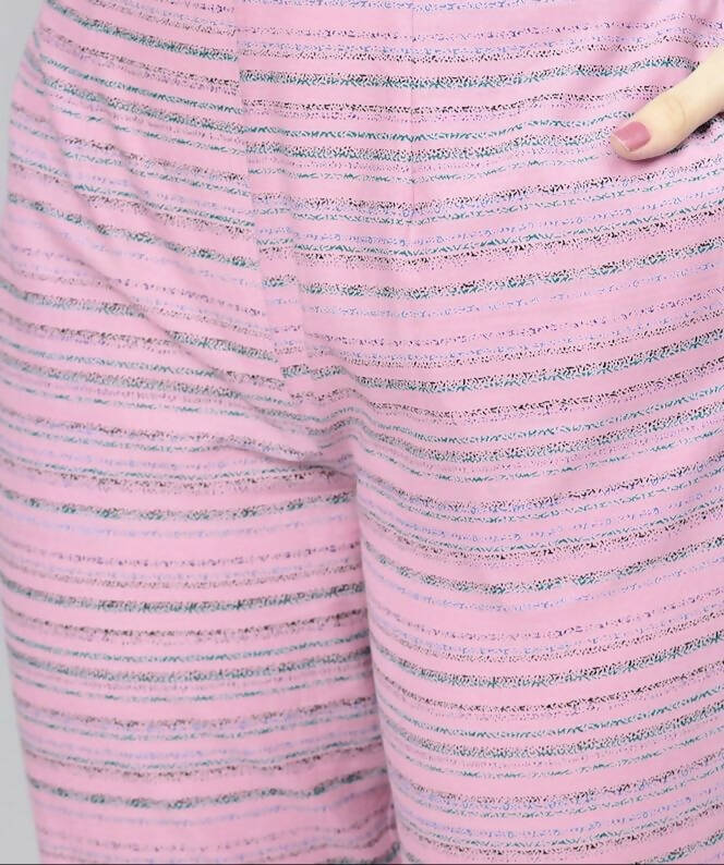 Vamika Printed Cotton Pink Party Wear/Casual Wear Women's Kurta Set/Suit